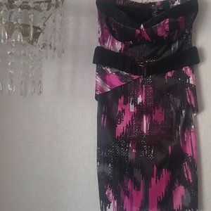 Kouture by Kimora Lee Simons Strapless Satin Dress with Removable Lace Belt SZ M